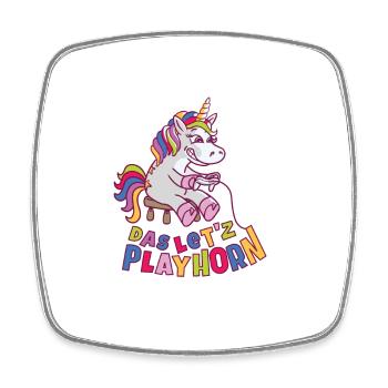 Let's Playhorn - Square fridge magnet - white - Front