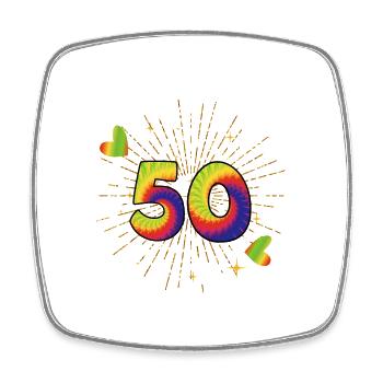 Tie-dye 50th birthday party 50 years old - Square fridge magnet - white - Front