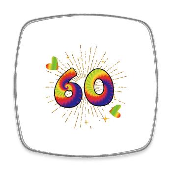 Tie-dye 60. Geburtstag Party 60 Jahre Alter - Viereckiger Kühlschrankmagnet - Weiß - Vorne
