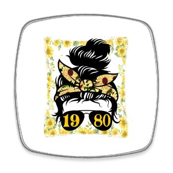 Sunflower Mama Née 1980 Anniversaire - Magnet carré - blanc - Devant