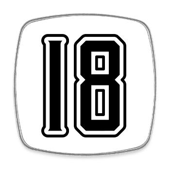 18 Zahl symbol - Viereckiger Kühlschrankmagnet - Weiß - Vorne