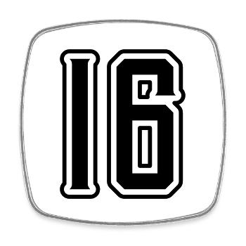 16 Zahl symbol - Viereckiger Kühlschrankmagnet - Weiß - Vorne