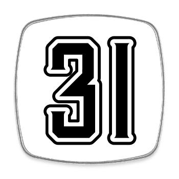 Symbole numérique 31 - Magnet carré - blanc - Devant