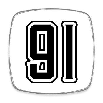91 Zahl Symbol - Viereckiger Kühlschrankmagnet - Weiß - Vorne