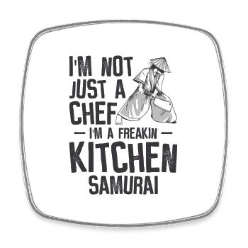 Chef Japanese Samurai Cooking Baking Meals - Square fridge magnet - white - Front