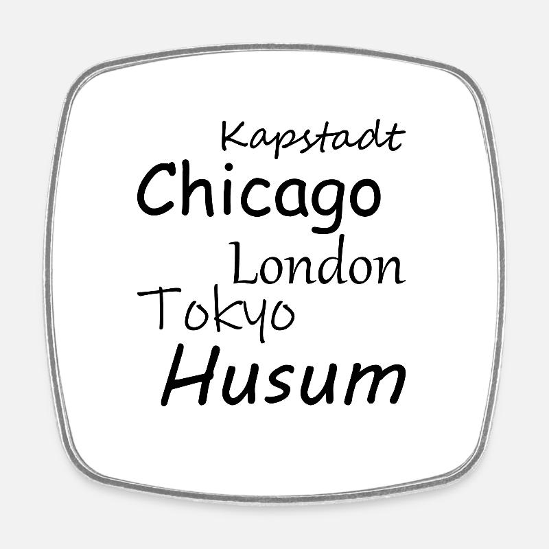 Husum - Viereckiger Kühlschrankmagnet - Weiß