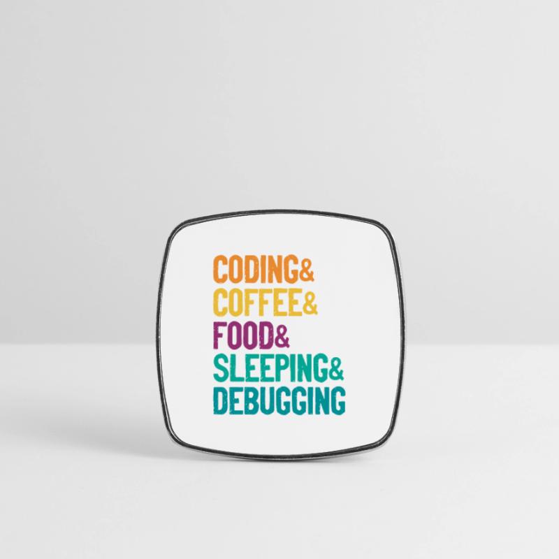 Coding Coffee Food Sleeping Debbuging Programmer C Viereckiger Kühlschrankmagnet