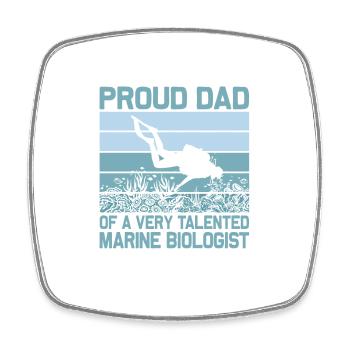Proud Dad Of A Marine Biologist Ocean Student Sci - Viereckiger Kühlschrankmagnet - Weiß - Vorne