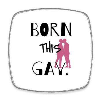 NÉ CE GAY - Magnet carré - blanc - Devant