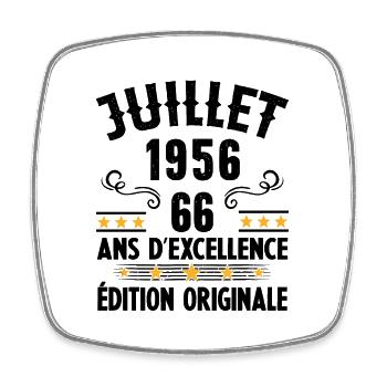 66 Ans Anniversaire Vintage Né(e) en Juillet 1956 - Magnet carré - blanc - Devant