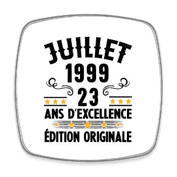 23 Ans Anniversaire Vintage Né(e) en Juillet 1999 - Magnet carré - blanc - Devant
