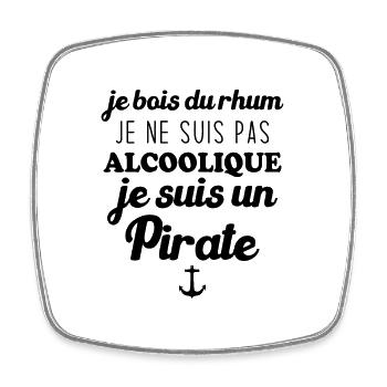 je bois du rhum je ne suis pas alcoolique - Magnet carré - blanc - Devant