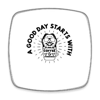 Spitz Pomeranian Zwergspitz Dog - Square fridge magnet - white - Front