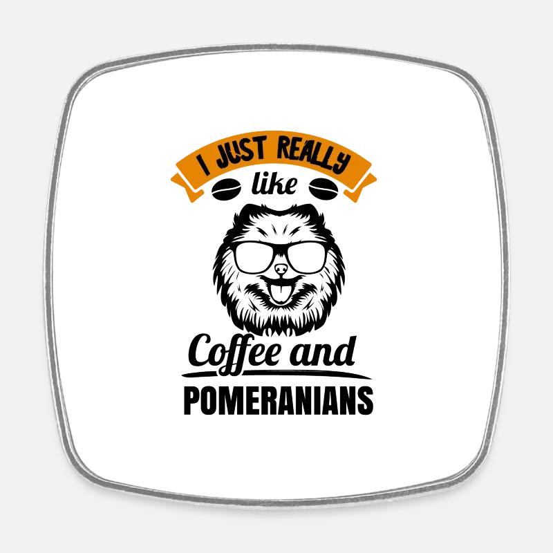 Spitz Pomeranian Zwergspitz Chien - Magnet carré - blanc