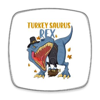 Turkey Saurus Rex I TRex Pilgrim Hat I Dinosaur - Viereckiger Kühlschrankmagnet - Weiß - Vorne