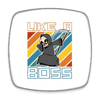 Like a Boss - Drôle de Dabbing Grim Reaper Saying - Magnet carré - blanc - Devant