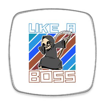 Like a Boss - Drôle de Dabbing Grim Reaper Saying - Magnet carré - blanc - Devant