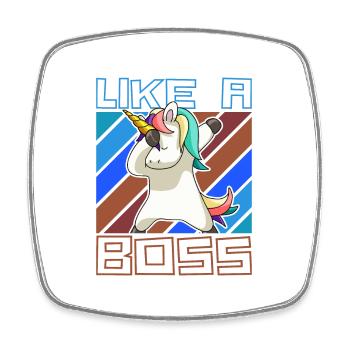 Like a Boss - Funny Dabbing Unicorn Saying - Square fridge magnet - white - Front