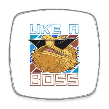Like a Boss - Drôle d’iguane avec des lunettes de soleil - Magnet carré - blanc - Devant