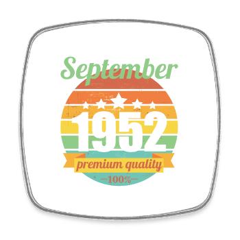 Born September 1952 70 years 70s 70th birthday - Square fridge magnet - white - Front