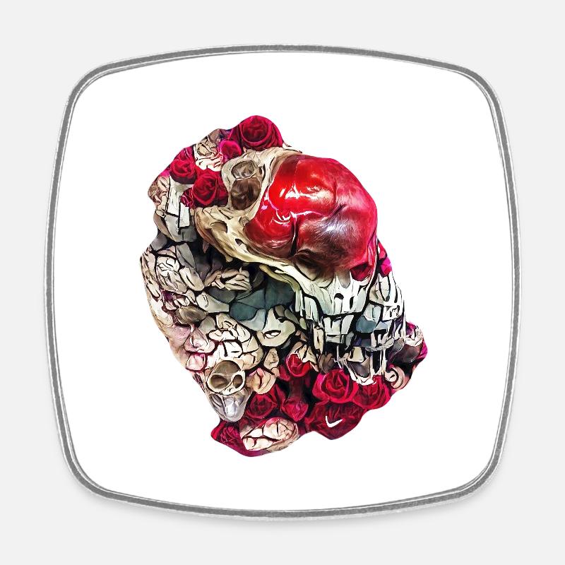 Crâne de Roses - Magnet carré - blanc