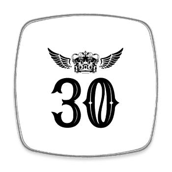 30 Number crown - Square fridge magnet - white - Front