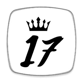 17 Number crown - Square fridge magnet - white - Front