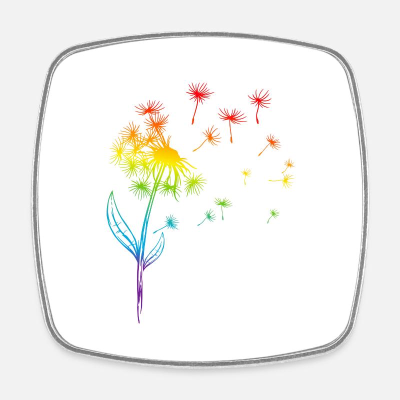 Pusteblume Löwenzahn Regenbogen Pflanze - Viereckiger Kühlschrankmagnet - Weiß