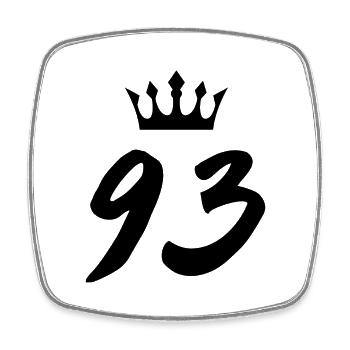 93 Number crown - Square fridge magnet - white - Front