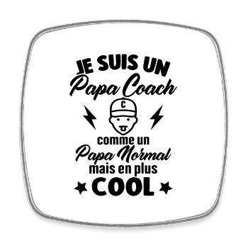 Un Papa Coach Comme Un Papa Normal - Magnet carré - blanc - Devant