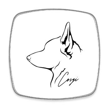 CORGI Profil Chiens Chien Wilsigns - Magnet carré - blanc - Devant