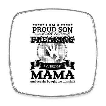 Family Mama Son Tshirt - Square fridge magnet - white - Front