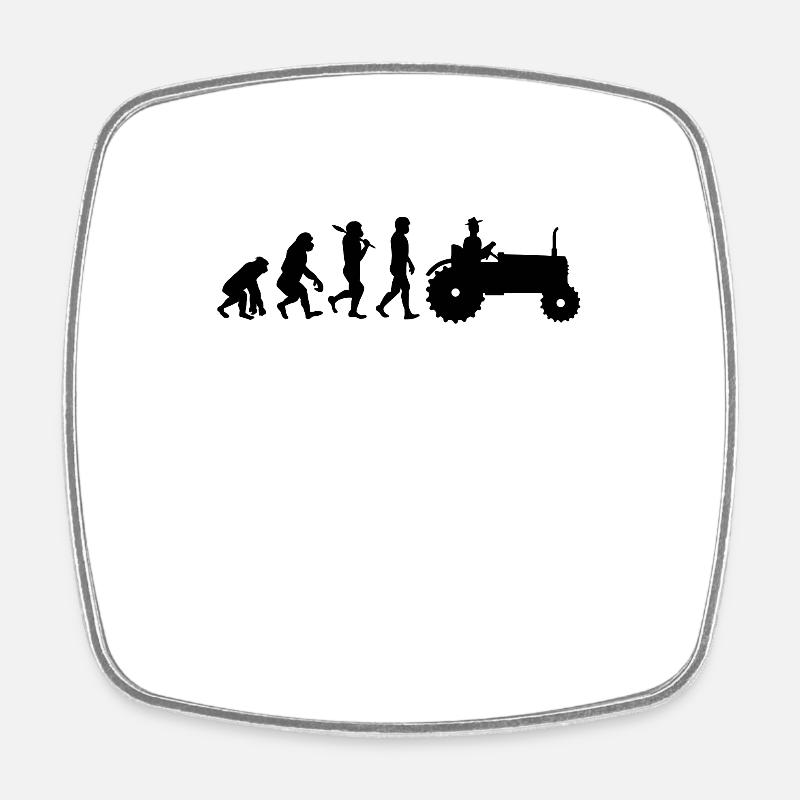 Landwirt Evolution Geschenk Traktor Trecker - Viereckiger Kühlschrankmagnet - Weiß