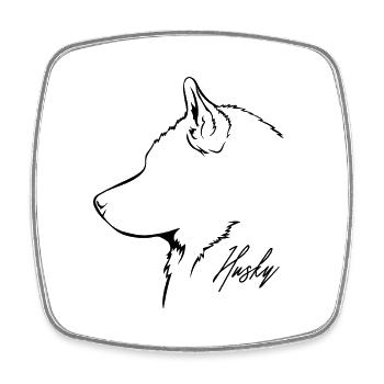 HUSKY Profile Dogs Dog Wilsigns Sled Dogs - Square fridge magnet - white - Front