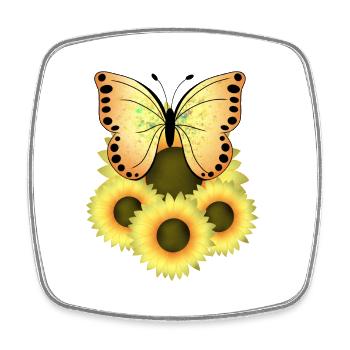 Tournesol papillon - Magnet carré - blanc - Devant