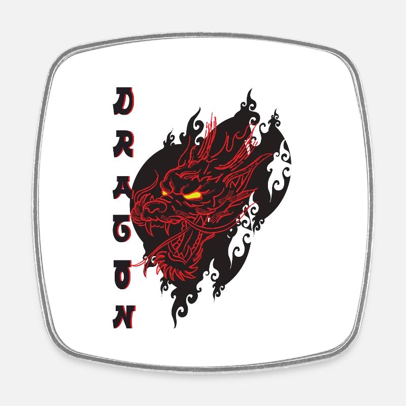 Dragon - Magnet carré - blanc