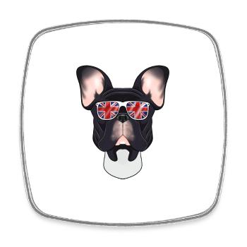 Français Bulldog UK Lunettes de soleil I Drapeau anglais I - Magnet carré - blanc - Devant