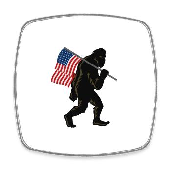Bigfoot and American Flag - Square fridge magnet - white - Front