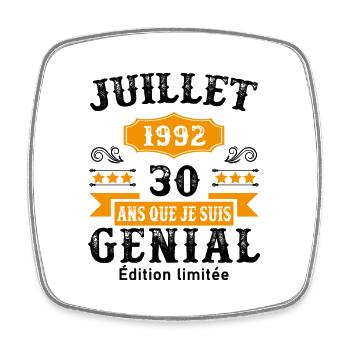 30 Ans Anniversaire Vintage Né(e) en Juillet 1992 - Magnet carré - blanc - Devant