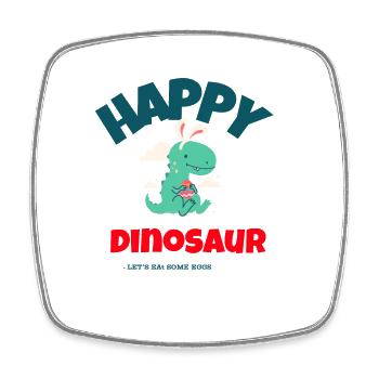 Happy Dinosaur - Viereckiger Kühlschrankmagnet - Weiß - Vorne