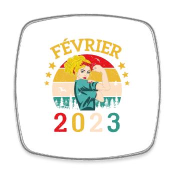Février 2023 anniversaire idée cadeau vintage 2023 - Magnet carré - blanc - Devant