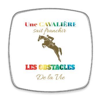 Une cavalière sait franchir les obstacles - Magnet carré - blanc - Devant