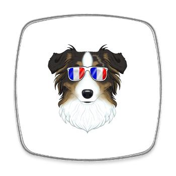Australian Shepherd France Sunglasses I French - Viereckiger Kühlschrankmagnet - Weiß - Vorne