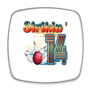 Strikin' Into 14 Bowling Bowler Feier Zum 14. - Viereckiger Kühlschrankmagnet - Weiß - Vorne