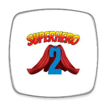 This little superhero is 2 birthday - Square fridge magnet - white - Front