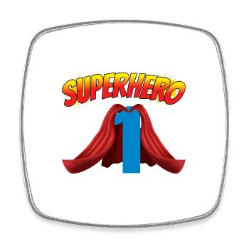 This Little Superheroine Is 1, Children's Birthday Party - Square fridge magnet - white - Front