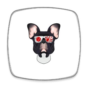 French Bulldog Japan Sunglasses I Japanese Flag - Viereckiger Kühlschrankmagnet - Weiß - Vorne