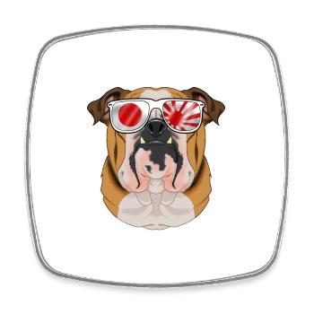 Lunettes de soleil Bulldog anglais Japon I drapeau japonais - Magnet carré - blanc - Devant