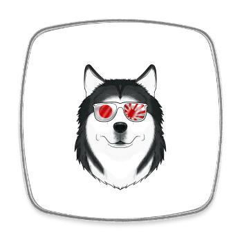 Husky Japan Lunettes de soleil I Drapeau japonais - Magnet carré - blanc - Devant