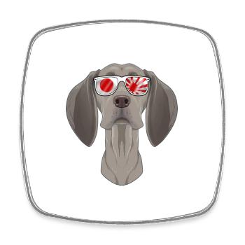 Weimaraner Japan Lunettes de soleil I Drapeau japonais - Magnet carré - blanc - Devant